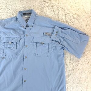 Columbia‎ PFG Bahama Vent Men's Long Sleeve Fishing Shirt Large Blue Omni-Shade